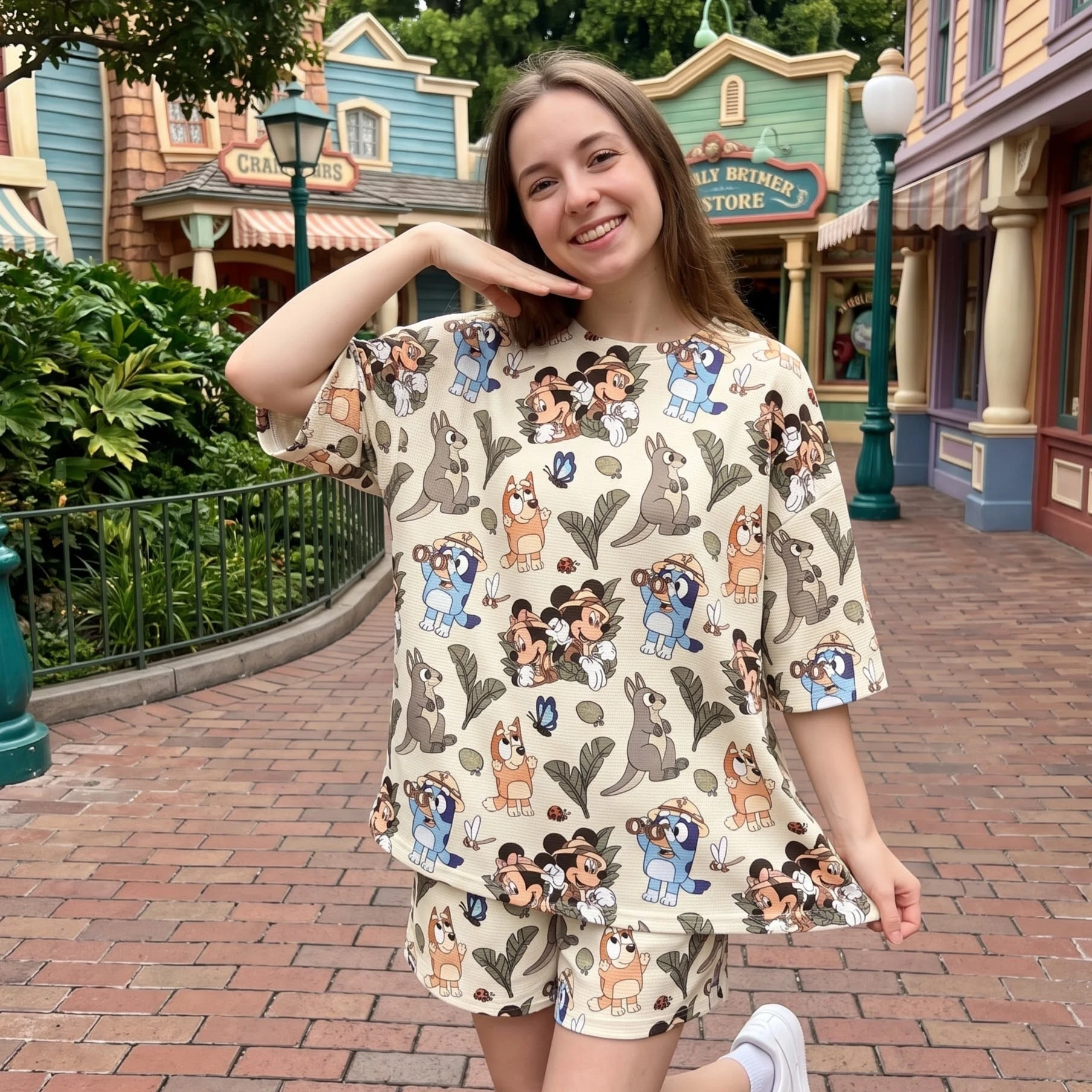 Disney Pirate Minnie Mouse Lounge Sets, Disney Cartoon Jungle Adventure Shirt and Shorts - Image 3