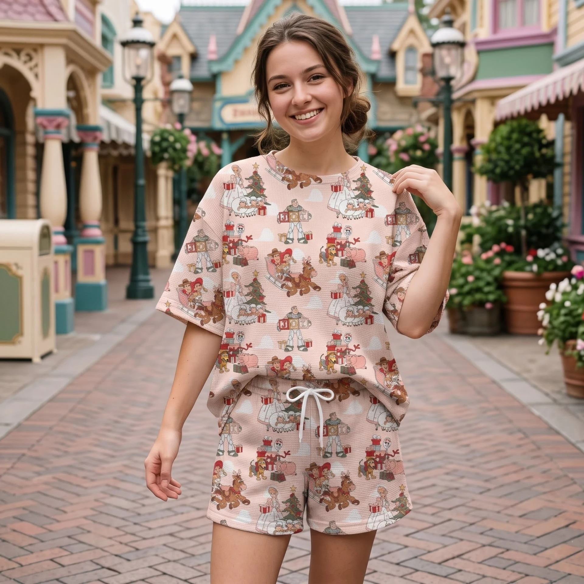 Toy Story Christmas Lounge Sets, Woody Buzz Lightyear Jessie Bo Peep Forky Christmas Shirt and Shorts - Image 5