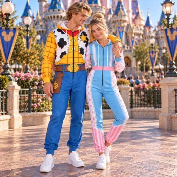 Toy Story Woody And Boo Peep Couple Costume Jumpsuit, Matching Zip Up Hooded Cosplay Outfit